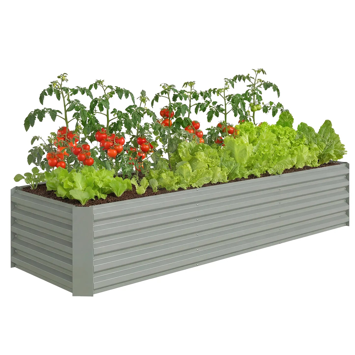 8 x 2.6 x 1.5ft Galvanized Raised Garden Bed, Outdoor Planter Box, Light Grey Galvanized Planter Boxes at Gallery Canada
