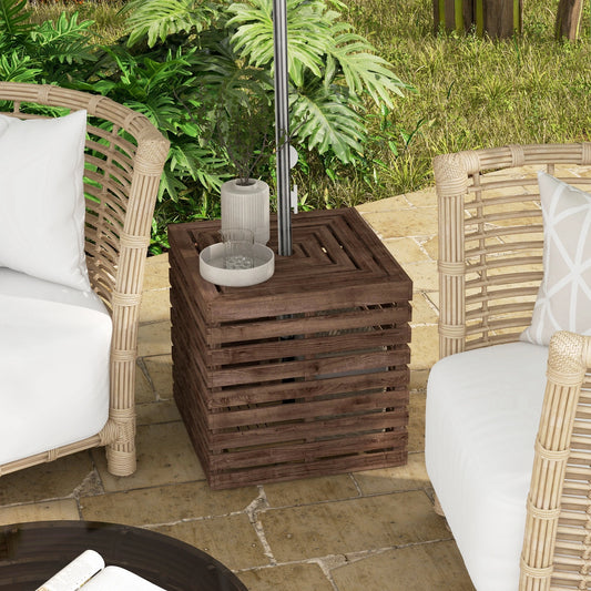 Outdoor Umbrella Base Storage Box, Wooden Patio Side Table, Brown Patio Storage Boxes Brown at Gallery Canada
