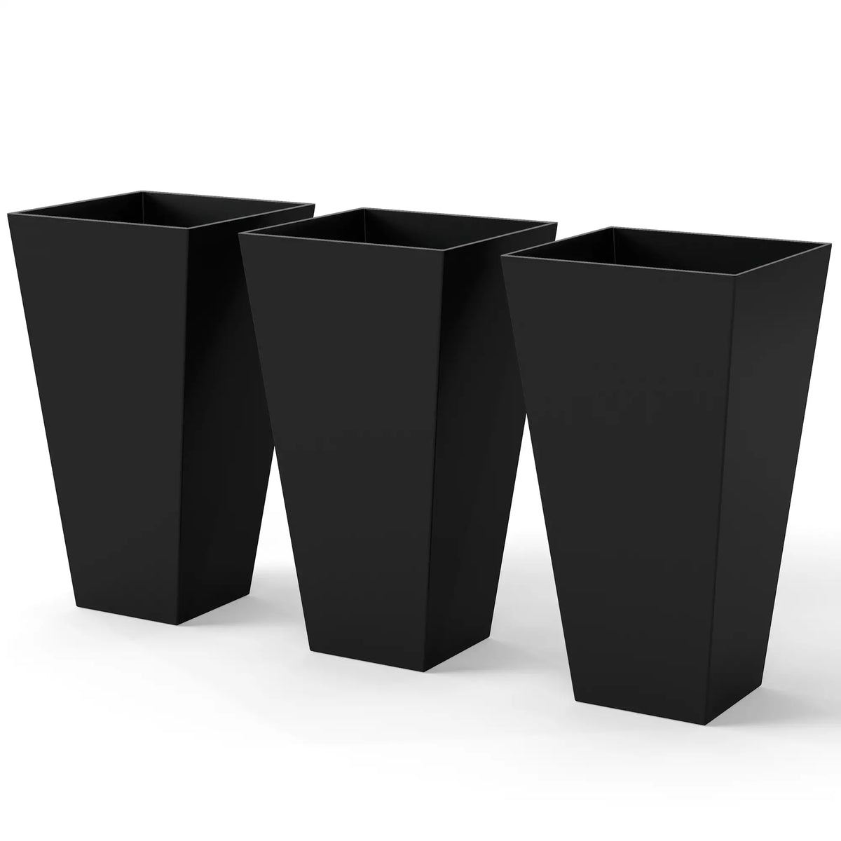 28" Pots de Plantes en Plastique pour Jardin, Lot de 3, Intérieur Extérieur, Noir
