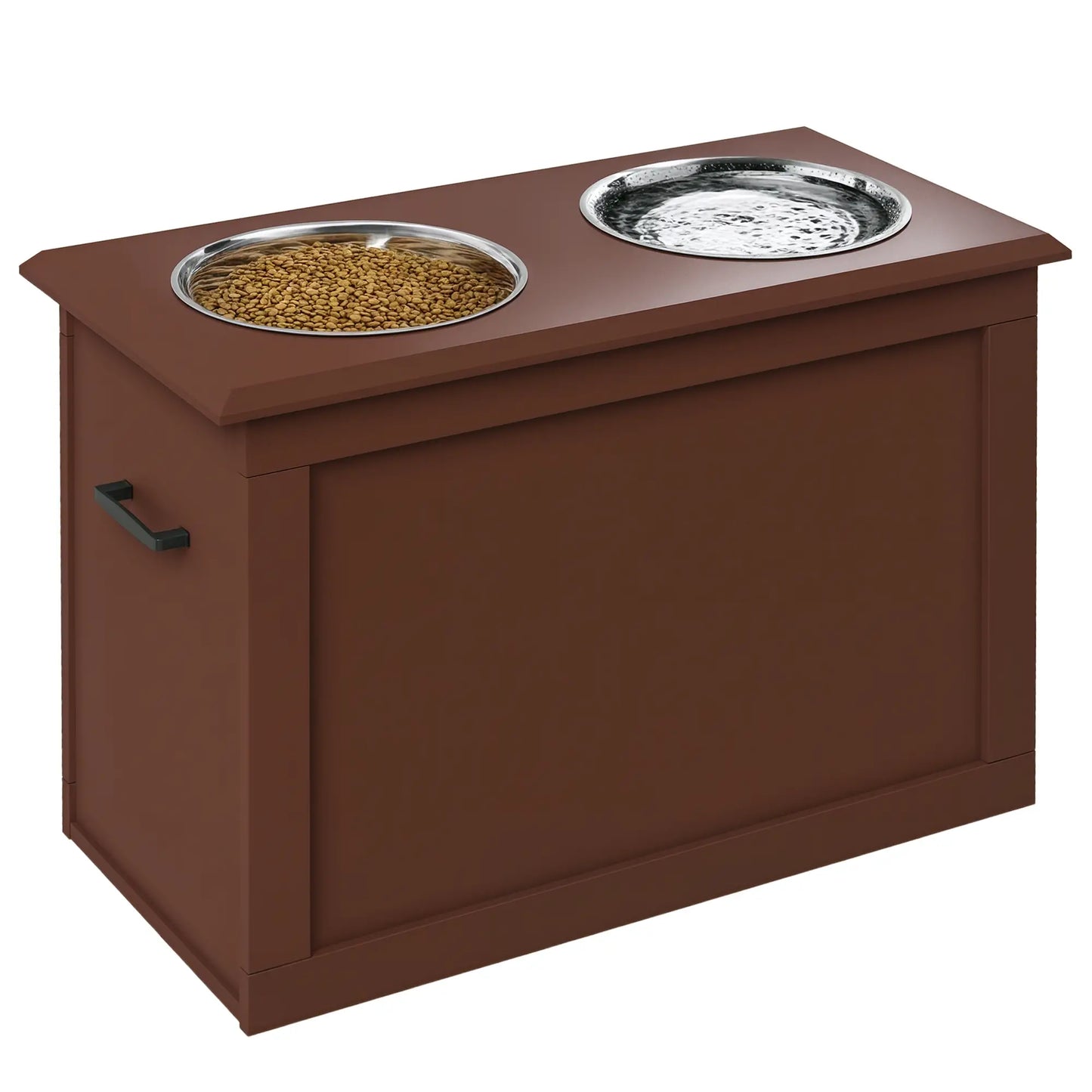 Elevated Dog Bowls with Storage, 2 Stainless Steel, Large, Brown Dog Bowls at Gallery Canada