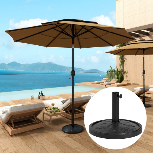 26 lbs Resin Round Patio Umbrella Base, Outdoor Stand For Lawn, Poolside Umbrella Bases Black at Gallery Canada