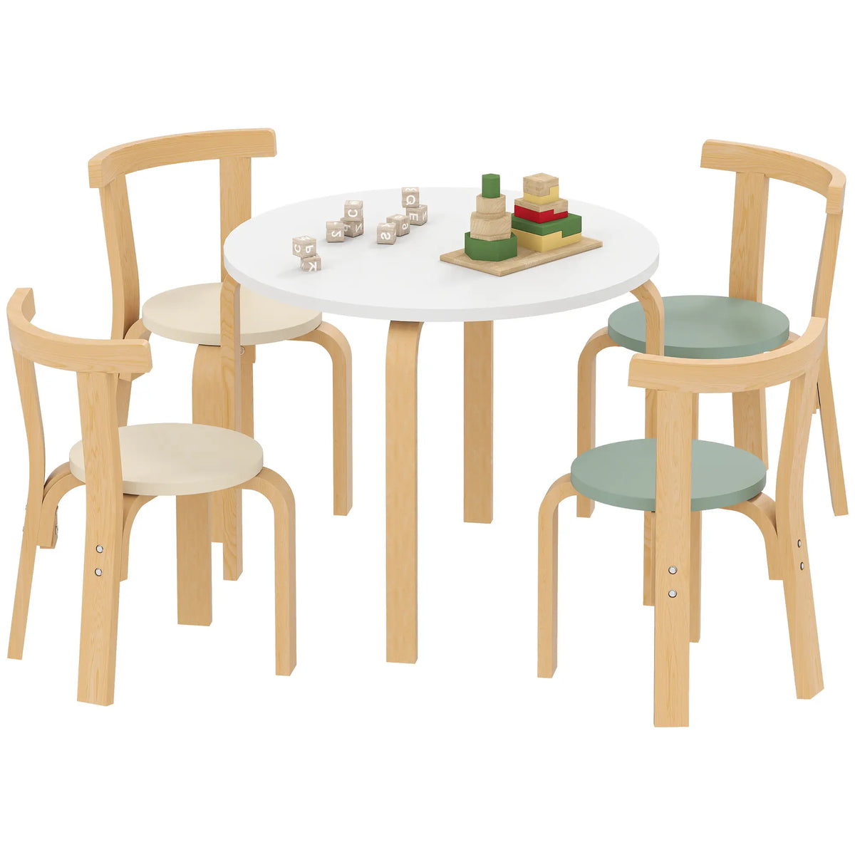 Wooden Kids Table and Chairs Set, Toddler Set for 3-8 Years, Green Kids Table Sets at Gallery Canada
