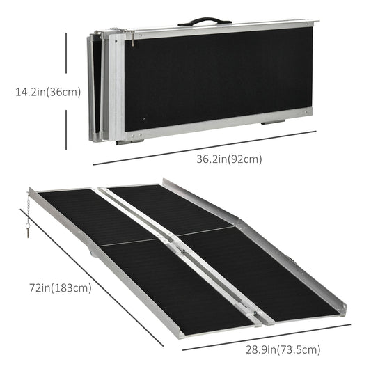 6ft Wheelchair Ramp Scooter Mobility Non-Skid Layering Portable Foldable Aluminium - Gallery Canada