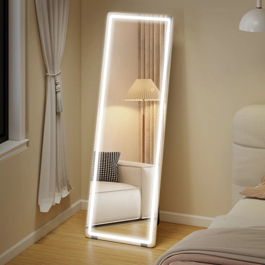 LED Full Length Mirror, Standing Body Mirror, 3 Color Lighting, Color Full Length Mirrors Clear at Gallery Canada