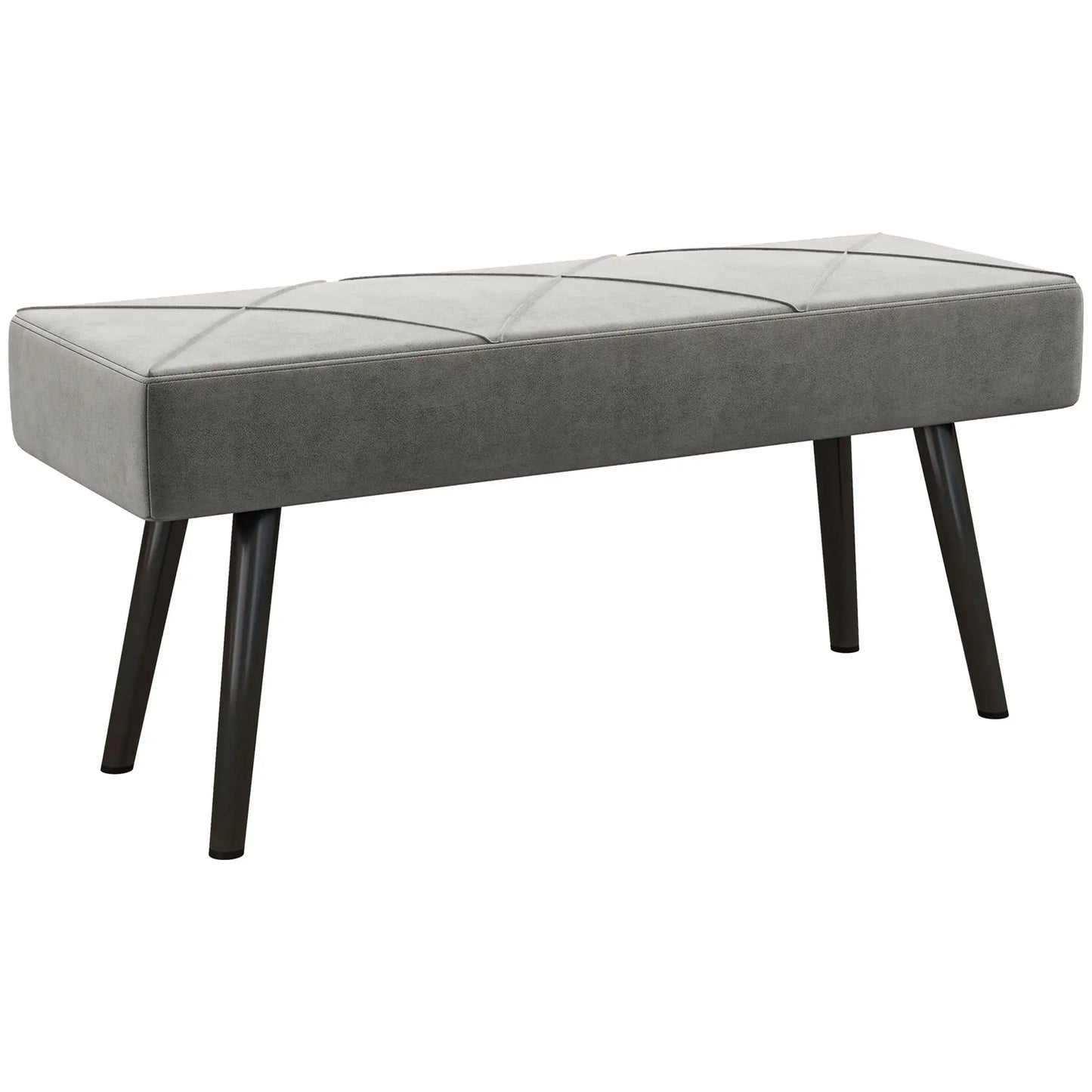 39 Inches Upholstered Bed Bench, Modern Steel Legs, Grey Storage Ottomans & Benches at Gallery Canada