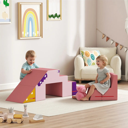 2-Piece Climbing Foam Blocks, Detachable Cover, Indoor PlaySet, Pink Kids Gym & Playmats Pink, purple and yellow at Gallery Canada