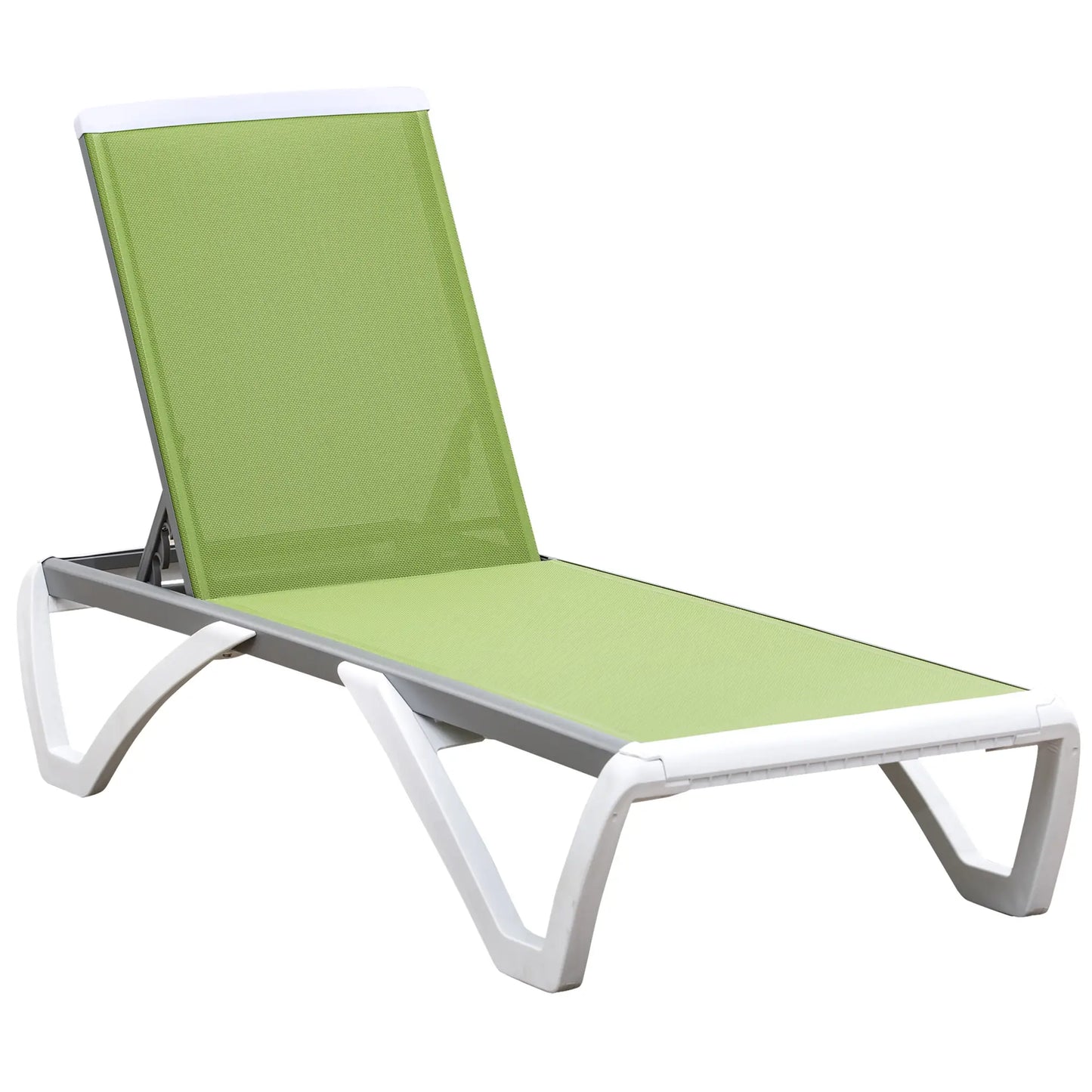 Outdoor Chaise Lounge Chair, Adjustable Back, Wheels, Mesh Fabric, Green Lounger Chairs at Gallery Canada