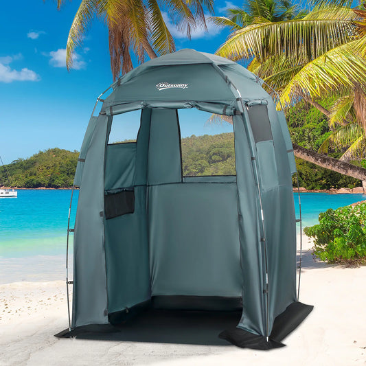 60 x 60 x 82 Shower Tent, Extra Wide Changing Room, Portable Camping Shelter with Windows, Floor Mat, Green Camping Tents Green at Gallery Canada