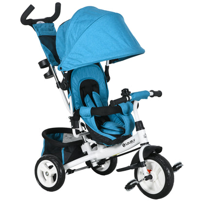 4 in 1 Tricycle for Toddler 1-5 Years with Parent-Push Handle, Blue at Gallery Canada