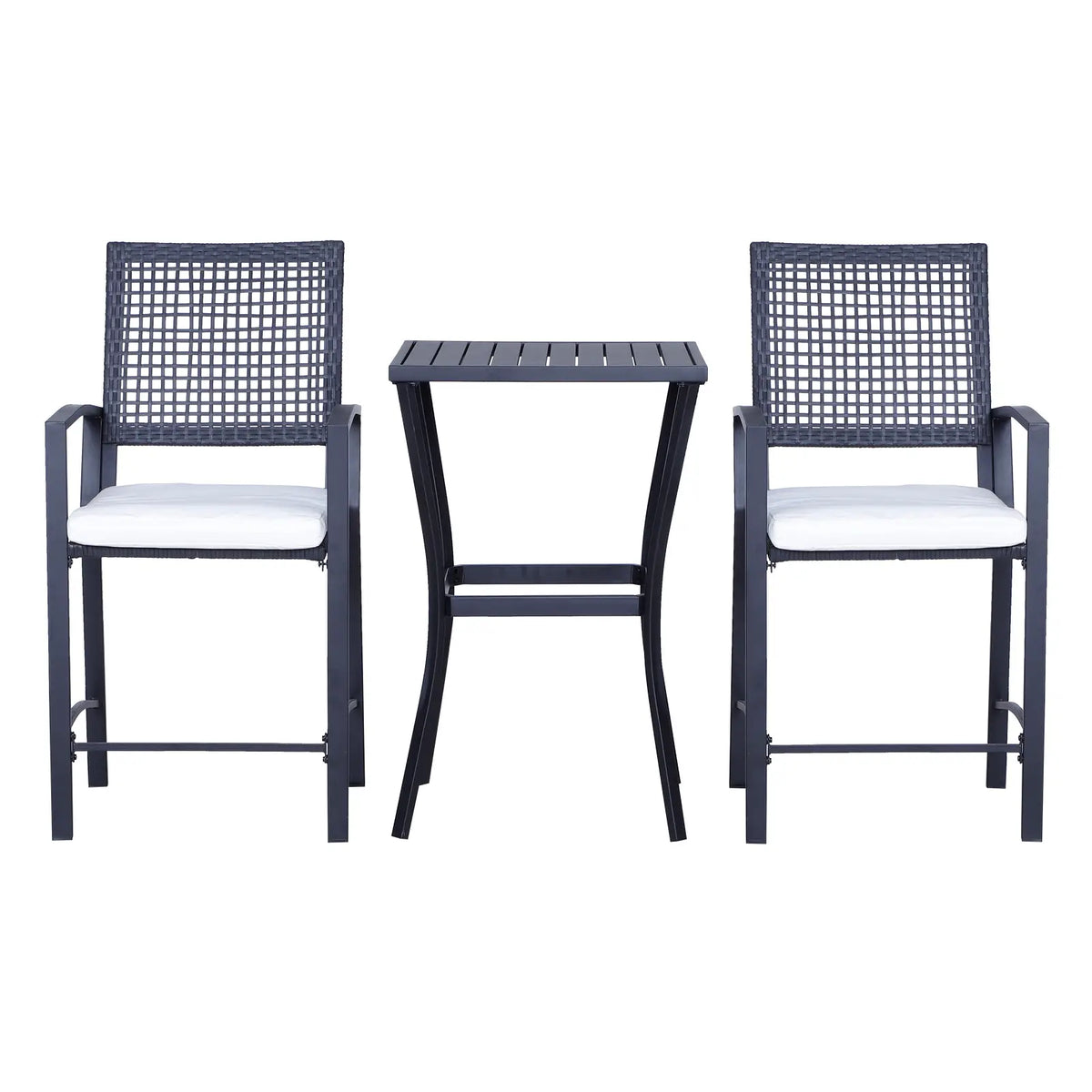 3 Piece Outdoor Wicker Bar Set, Cream White, Cream White Bistro Sets at Gallery Canada