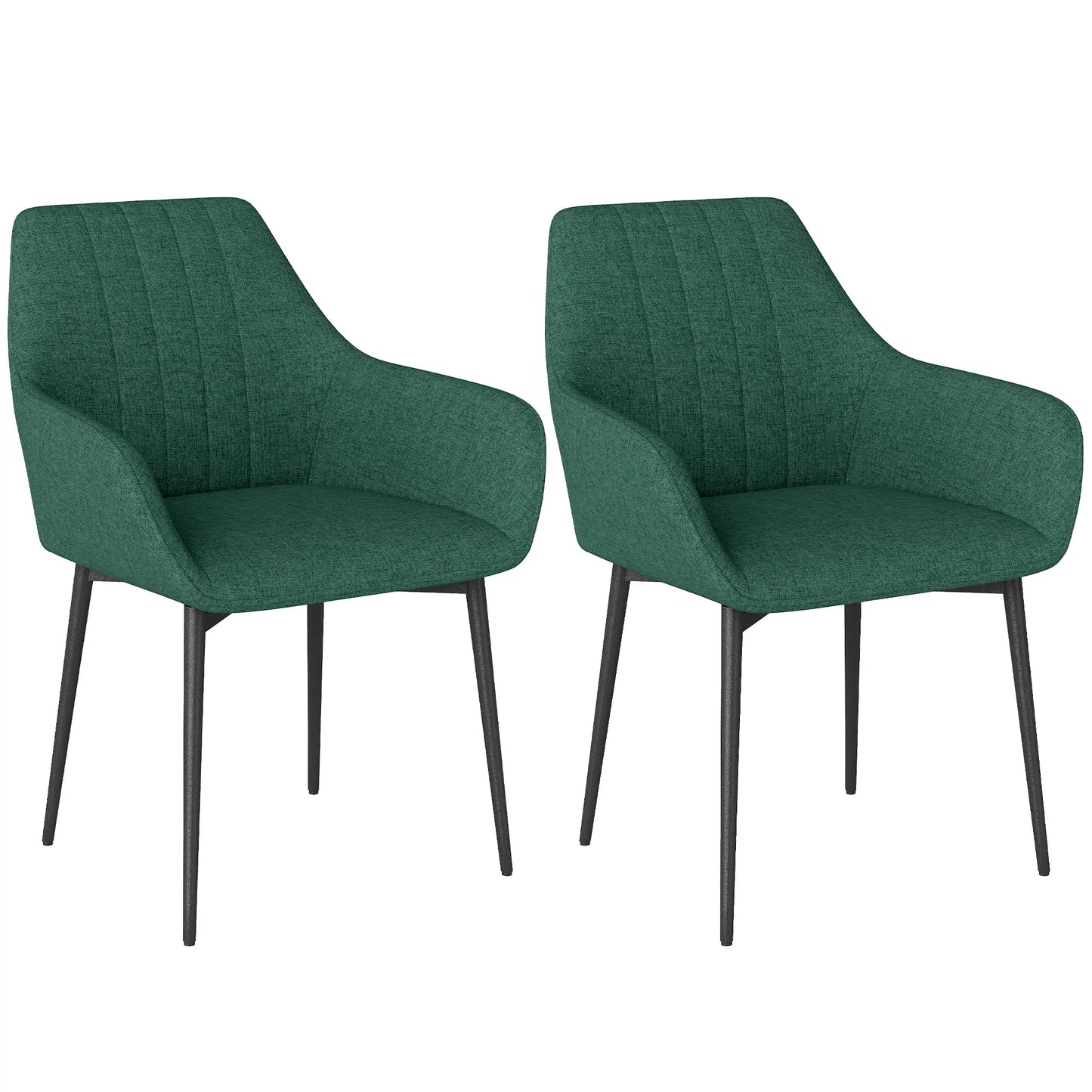 Upholstered Dining Chairs Set of 2, Linen Fabric, Metal Legs, Dark Green Dining Chairs at Gallery Canada