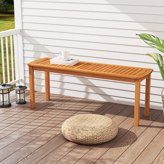Acacia Wood Outdoor Bench With Slatted Seat, Natural Outdoor Benches Natural at Gallery Canada