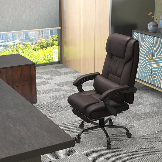 Fauteuil de massage à 6 points de vibration, réglable en hauteur, inclinable, marron