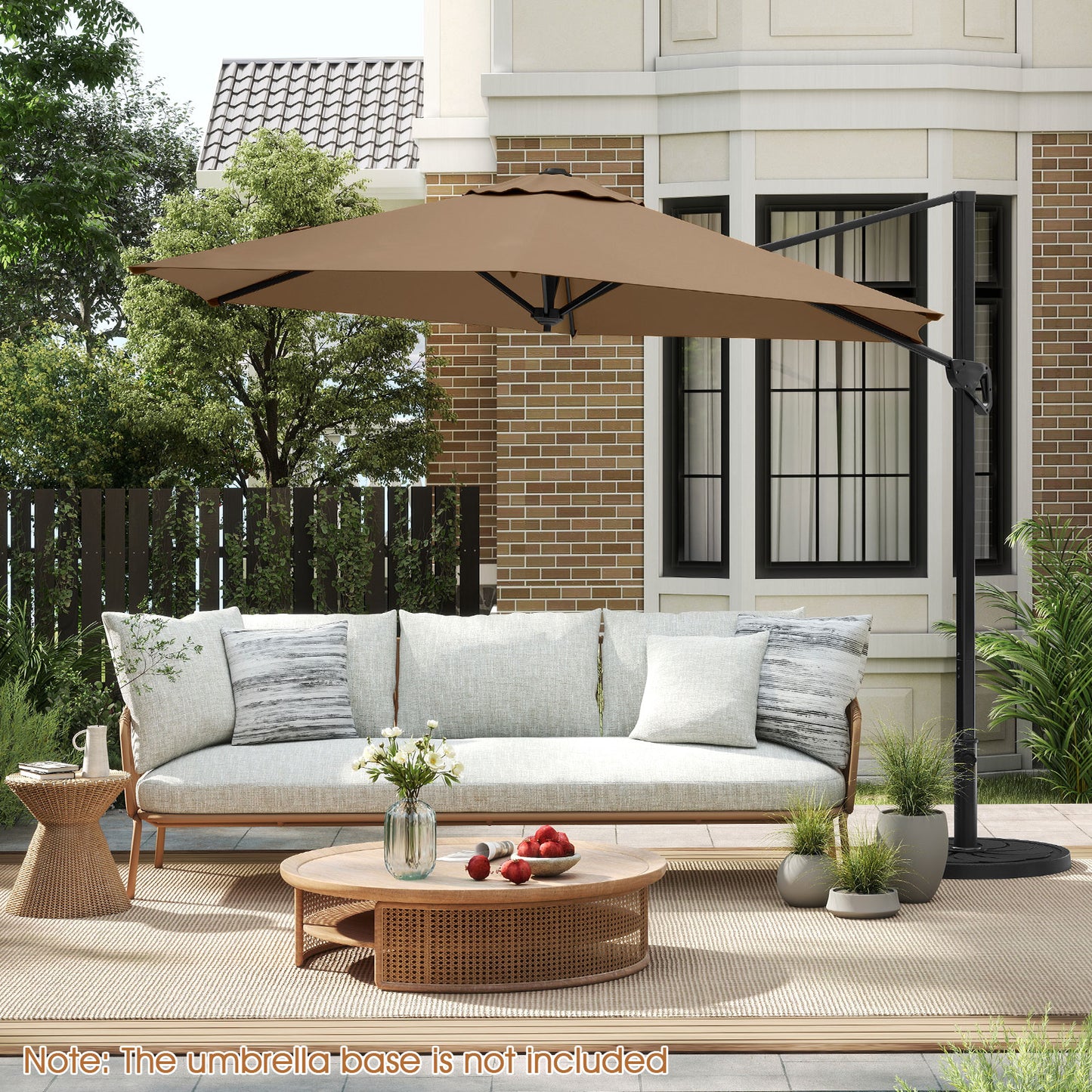 9 FT Cantilever Patio Umbrella, Vented Top, Sun-Protective Canopy, Brown Outdoor Umbrellas at Gallery Canada