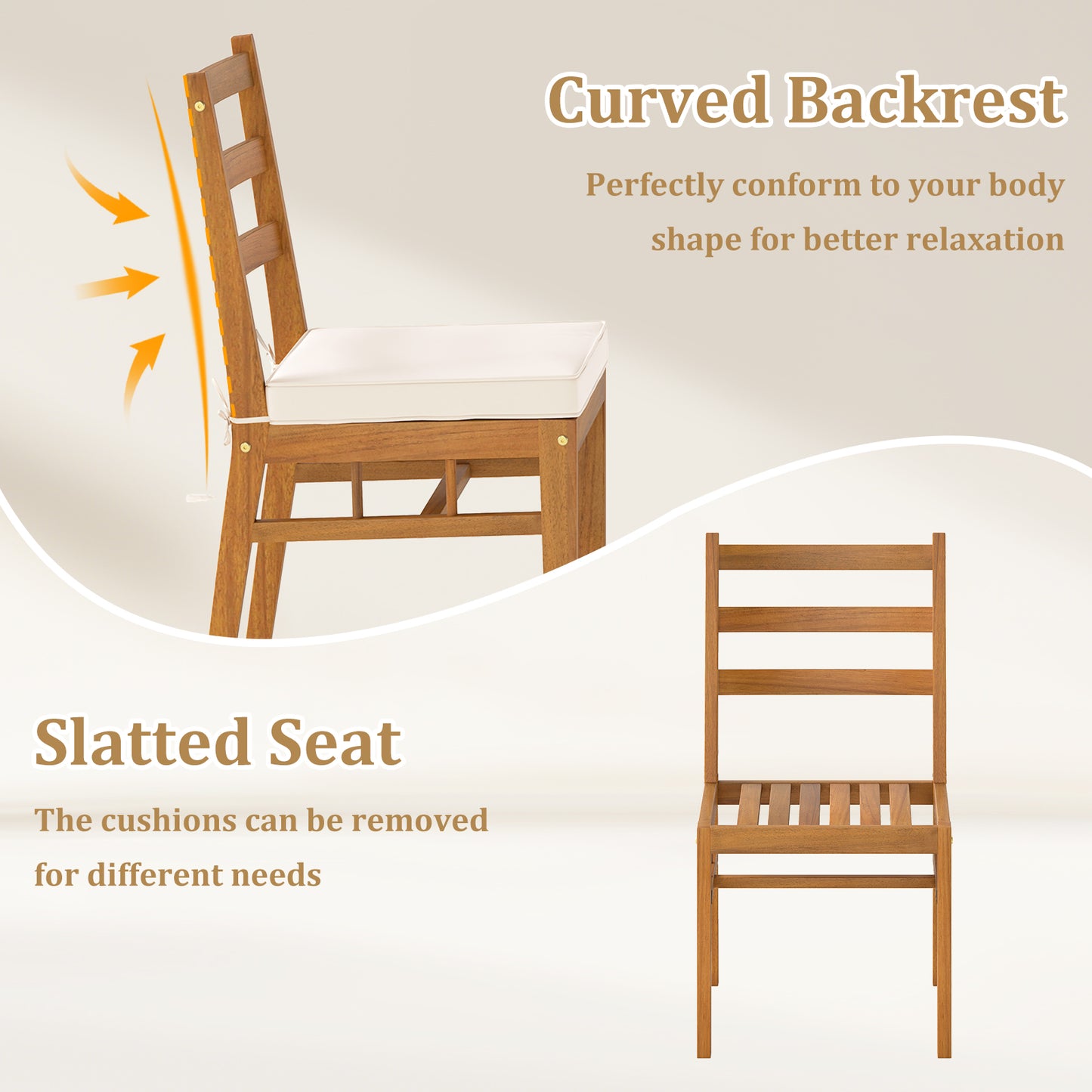 Outdoor Wooden Dining Chair Set, 4 Chairs, White Patio Dining Chairs at Gallery Canada