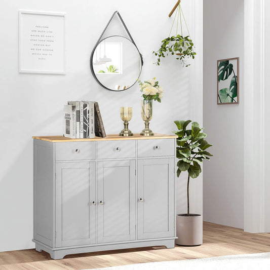 Modern Sideboard, Buffet Cabinet with Storage, Drawers, Adjustable Shelves, Grey Bar Cabinets Grey at Gallery Canada