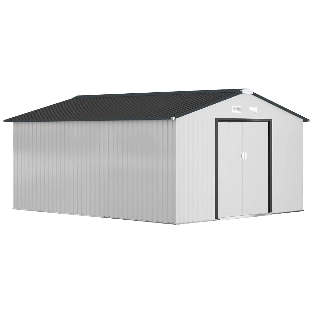 11' x 13' Garden Storage Shed, Metal, Double Doors, White Sheds at Gallery Canada