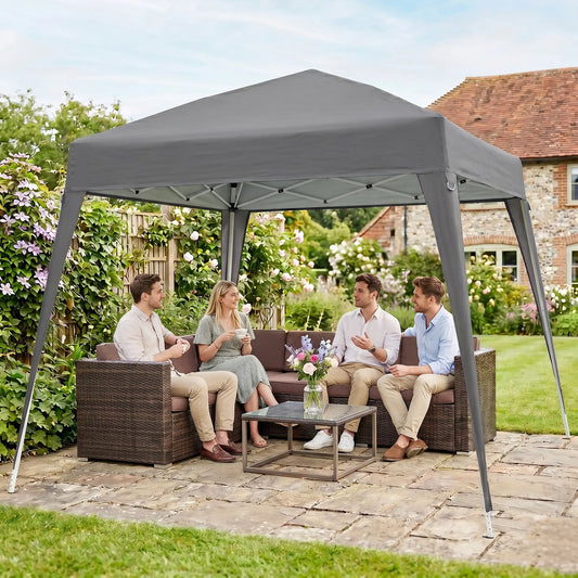 8' x 8' Pop Up Canopy, Outdoor Folding Tent, Portable with Bag, Grey Pop Up Canopies Grey at Gallery Canada