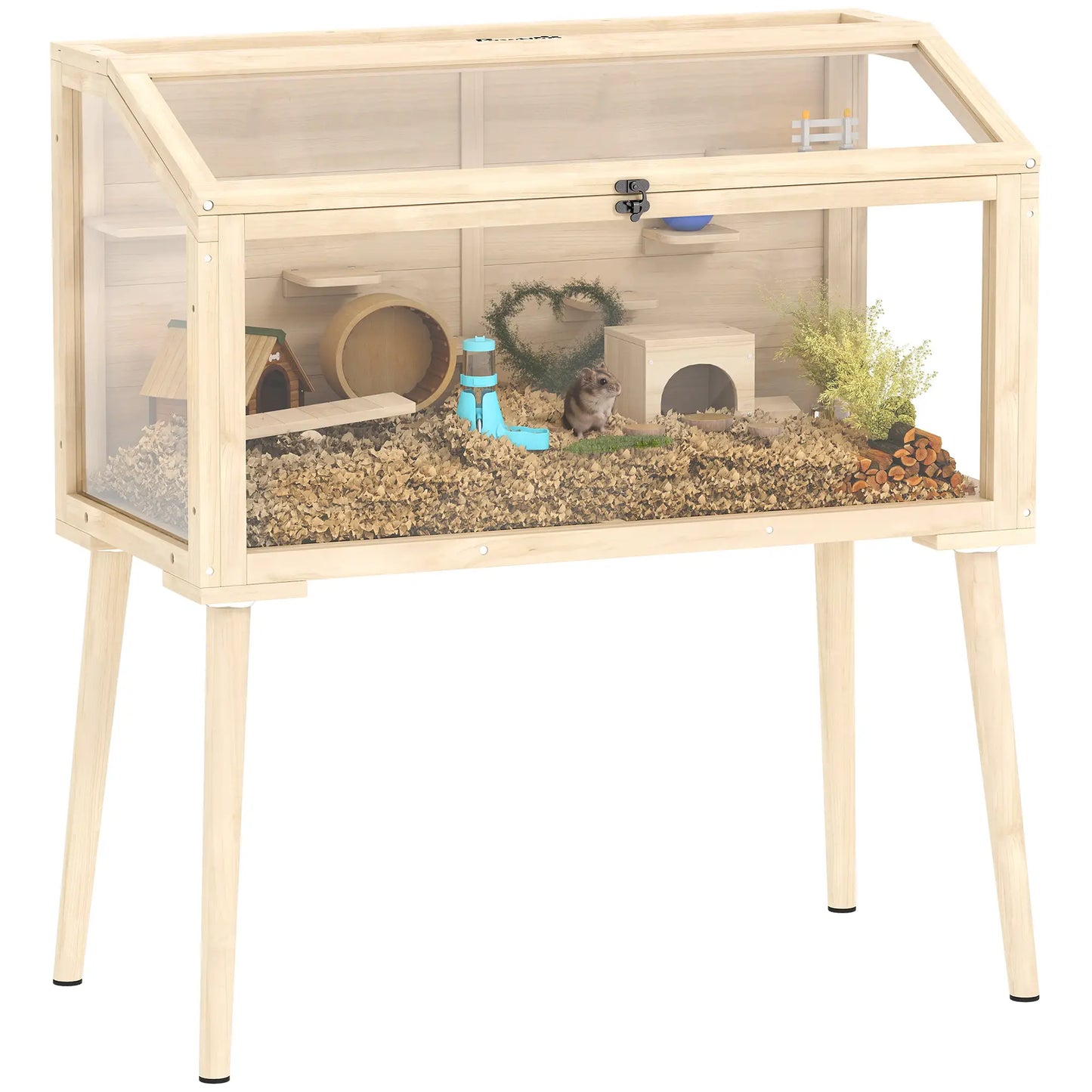 Wooden Hamster Cage With Openable Top, Seesaws, Platforms, 43.3"x20.5"x39.8" Hamster Cages at Gallery Canada