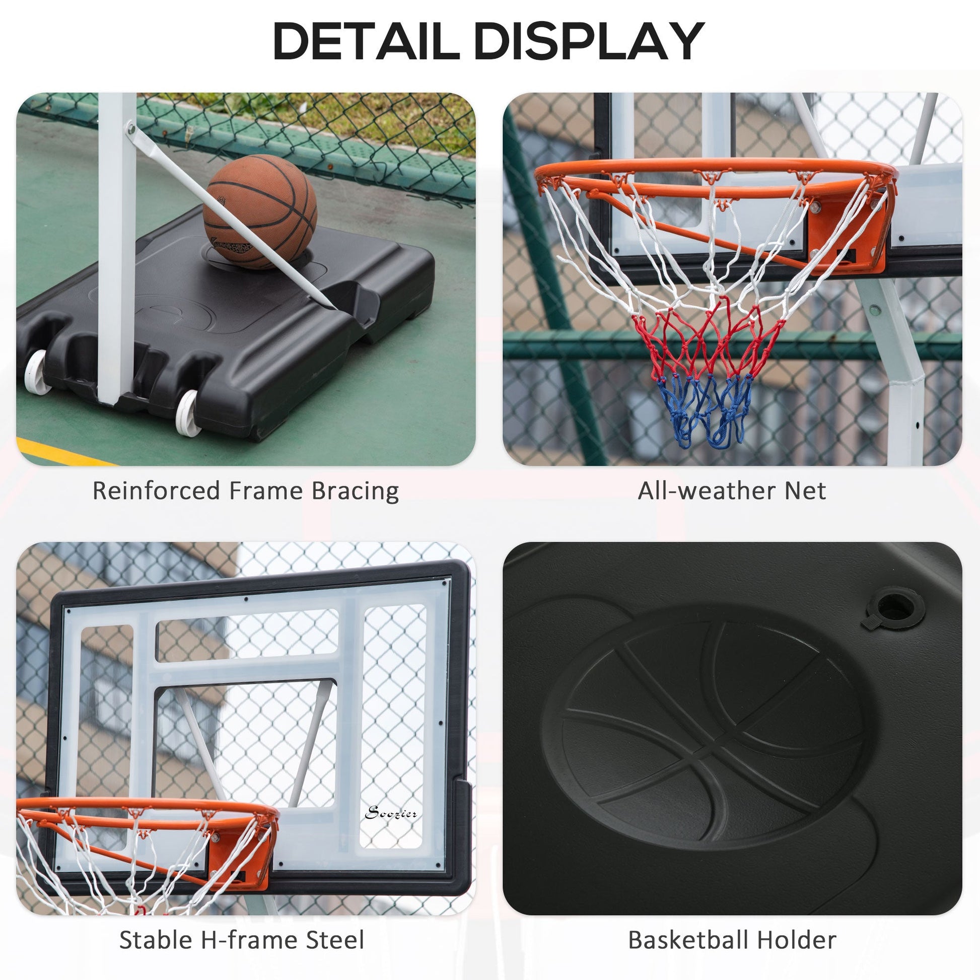 Portable Basketball Hoop, 7ft-8.5ft Height Adjustable Basketball System with Wheels &; 35.5" Backboard for Youth Junior at Gallery Canada