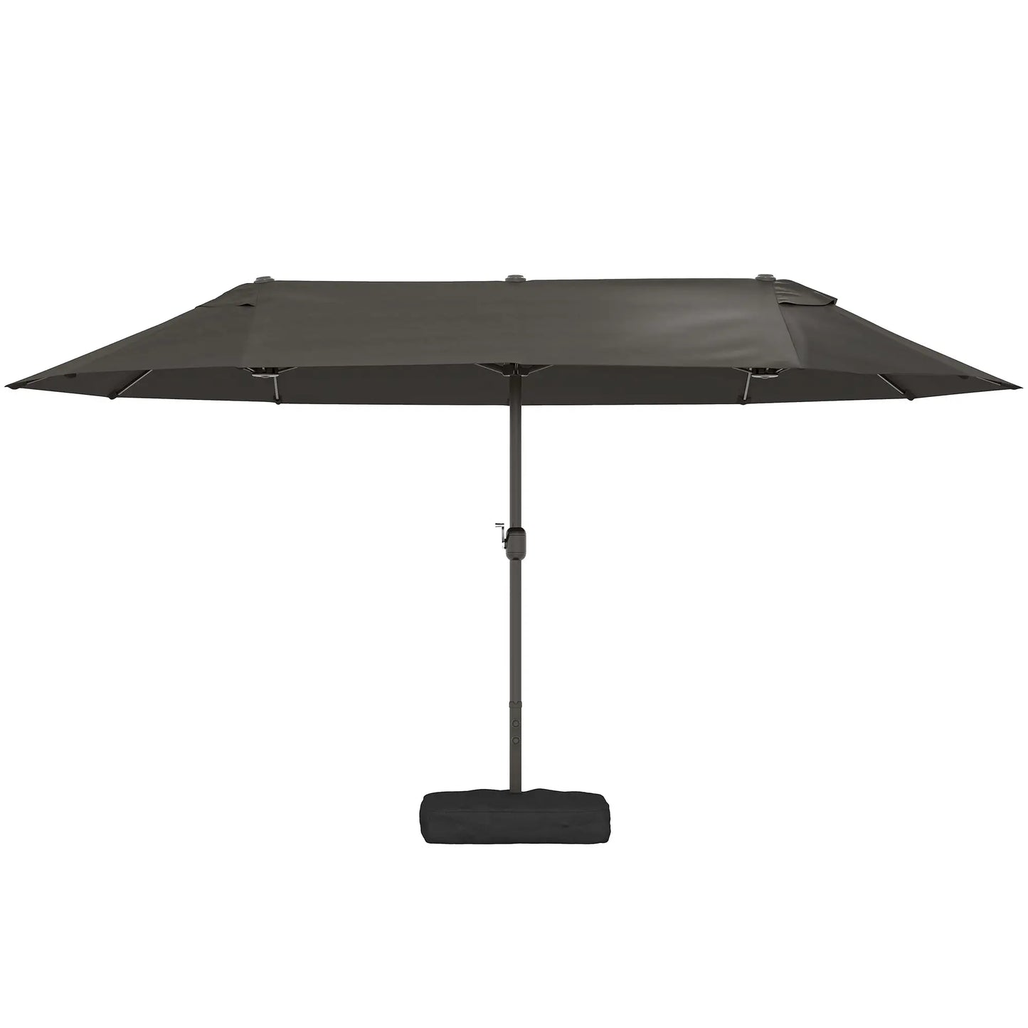 15' Outdoor Patio Umbrella, Twin Canopy Sunshade, Steel Table, Lift Crank, Dark Grey Sun Umbrellas at Gallery Canada