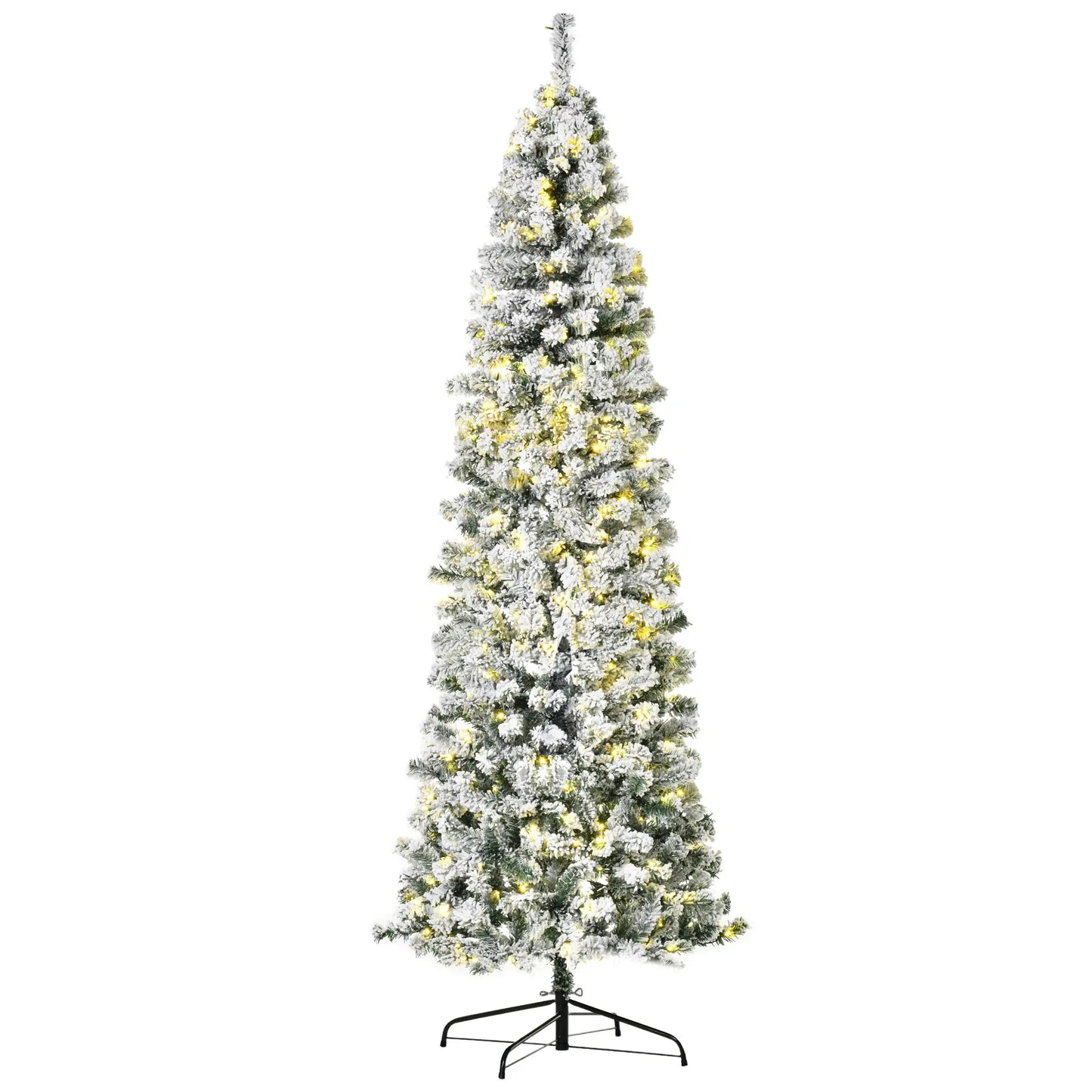 7.5 Feet Prelit Snow Flocked Christmas Tree, Warm White LED, Green, White Pre Lit Christmas Trees at Gallery Canada