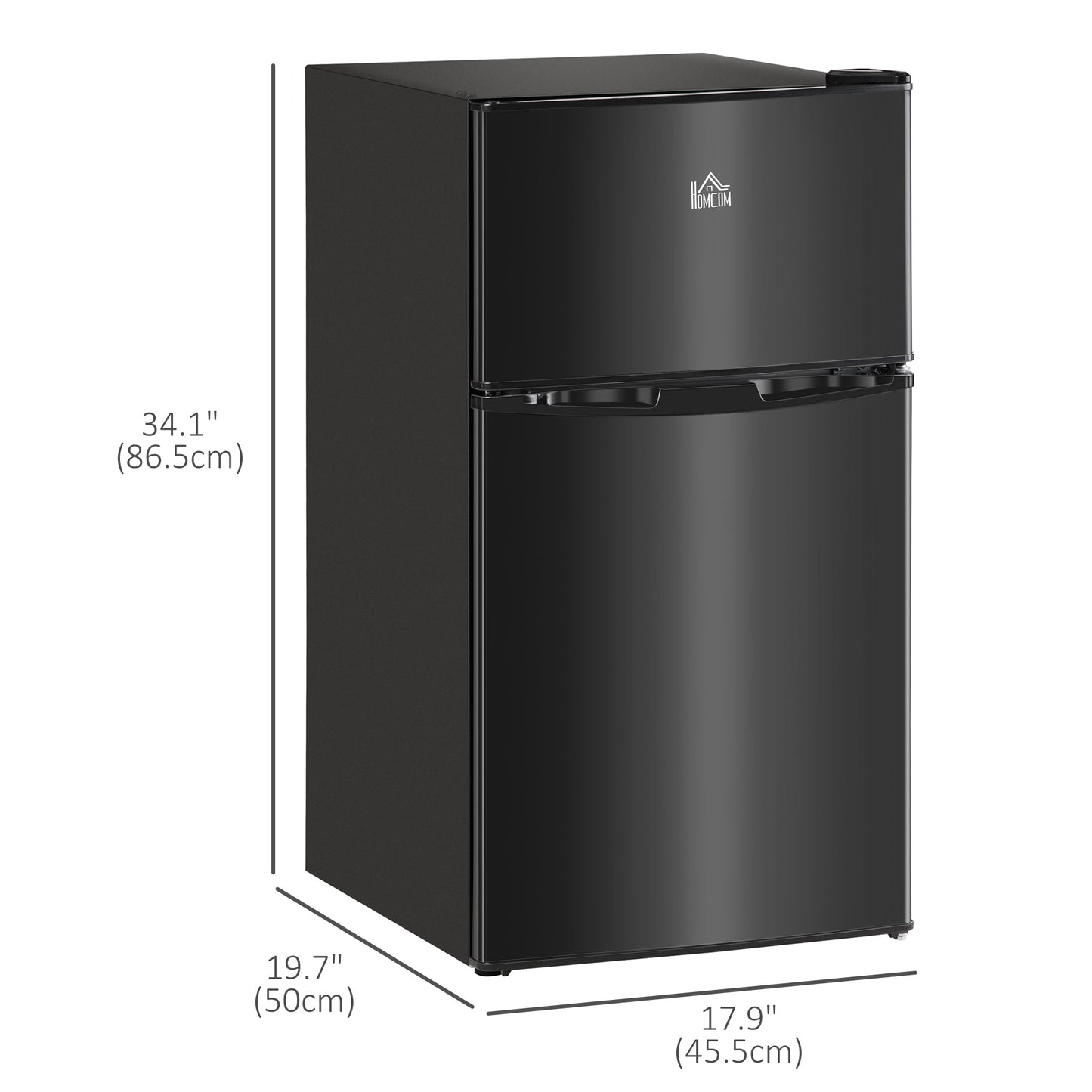 3.2 Cu Ft Compact Refrigerator, Mini Fridge with Freezer, Adjustable Shelves and Reversible Doors for Bedroom, Black at Gallery Canada