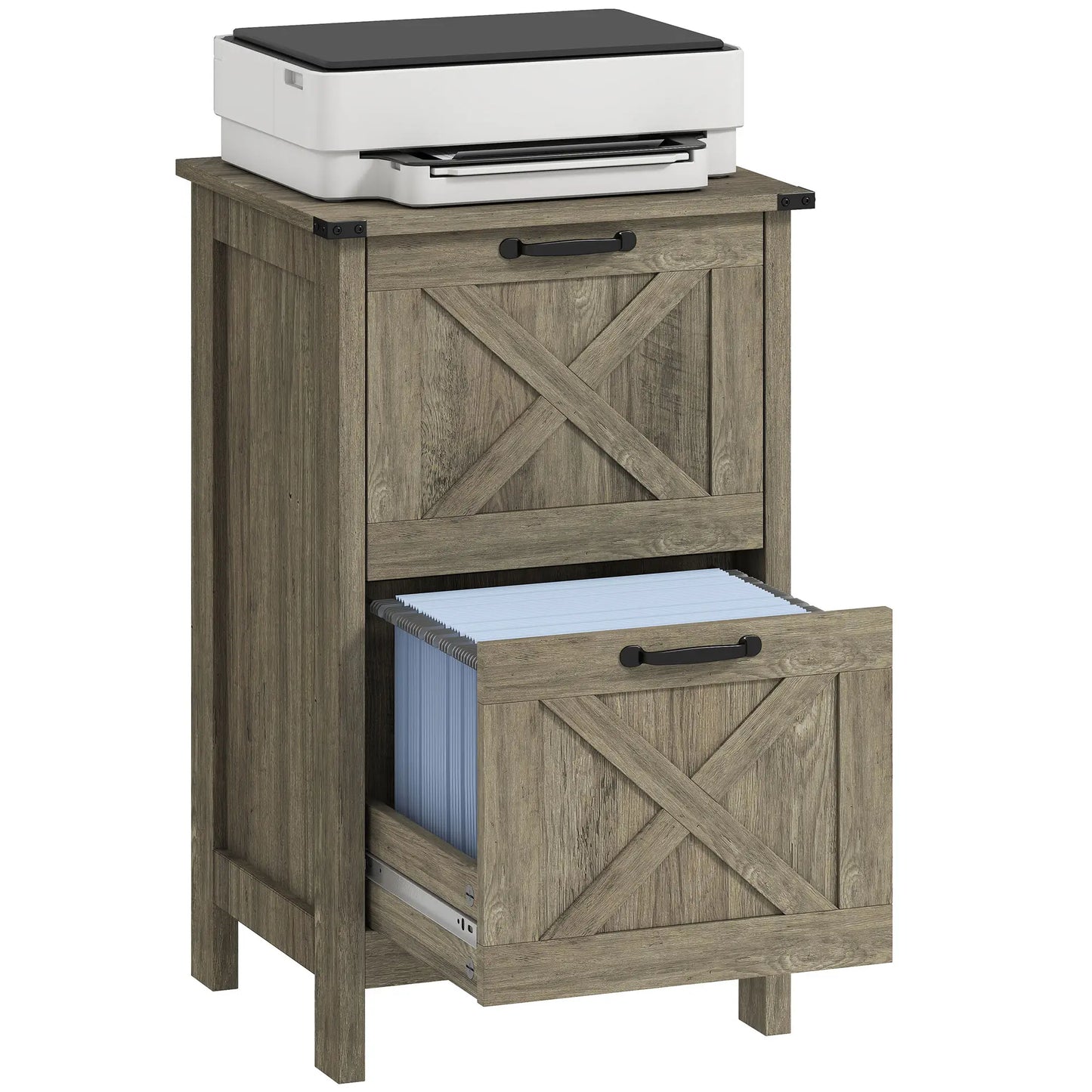 Vertical 2-Drawer Filing Cabinet, Rustic Farmhouse, Letter Size, Grey Wash Office Cabinets & Cupboards at Gallery Canada