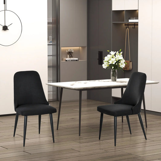 Modern Dining Chair Set of 2, Fabric Upholstered, Metal Legs, Black Bar Stools Black at Gallery Canada