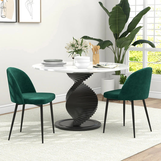 Set of 2 Mid-Back Dining Chairs, Velvet Upholstery, Green Dining Chairs Green at Gallery Canada