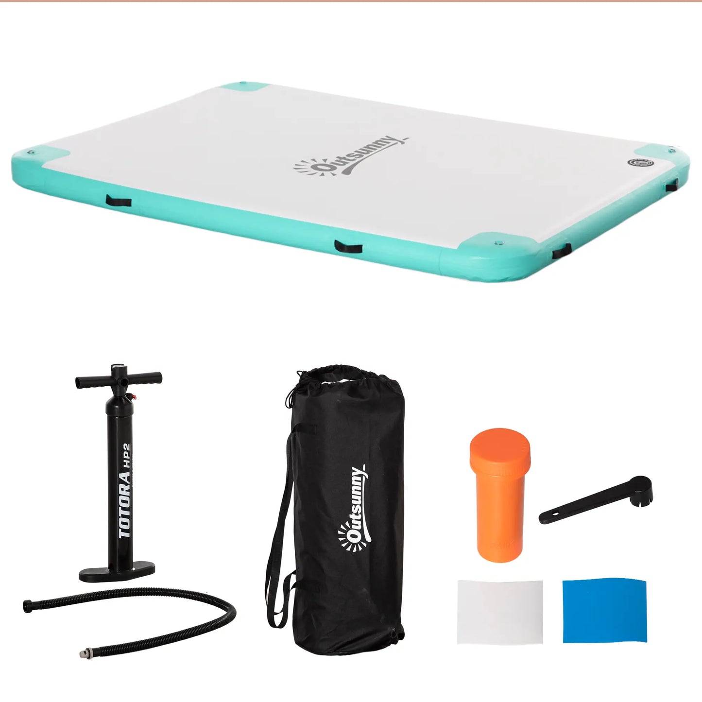 8' x 6' Floating Dock, Inflatable Island with Air Pump, Backpack, Blue & Green Floating Water Mats at Gallery Canada