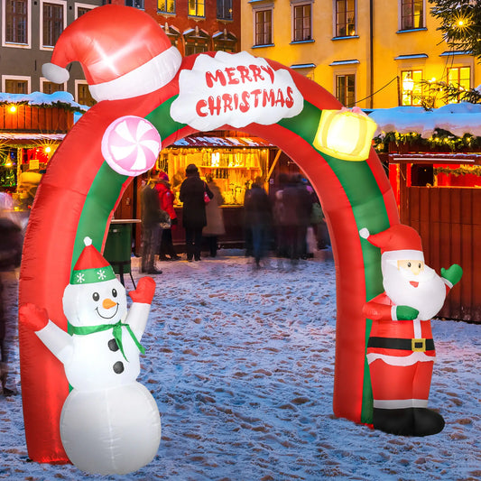 9ft Christmas Inflatable Archway, Santa Claus Snowman, LED Lights Christmas Inflatables Red at Gallery Canada