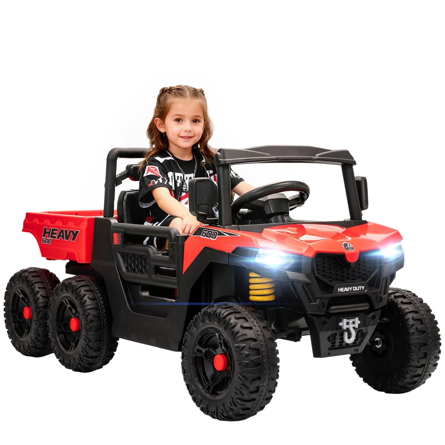 24V 4WD Kids Ride On Truck, 6 Wheels, 2 Seater, Remote, Dump Bed, Red Electric Toy Cars at Gallery Canada
