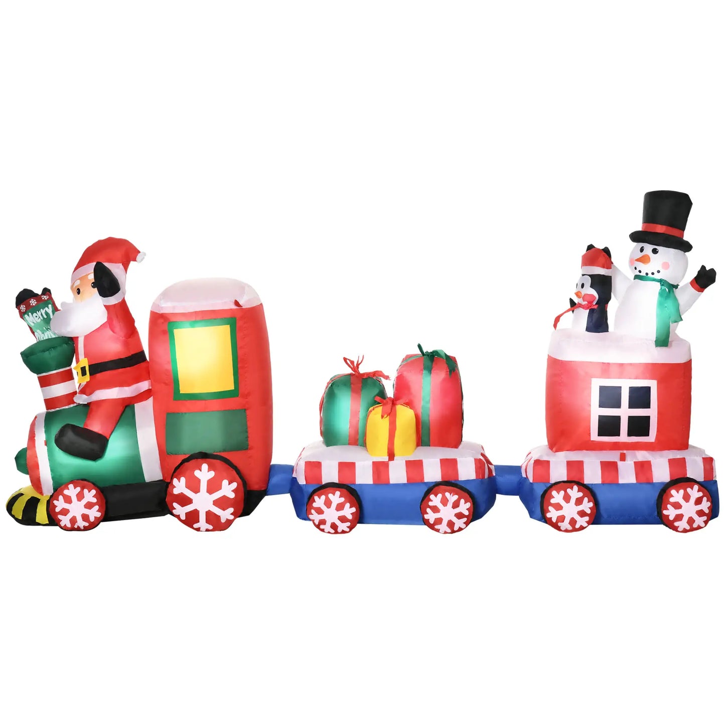 8ft Inflatable Christmas Train, Santa Snowman Penguin, LED Yard Display Christmas Inflatables at Gallery Canada