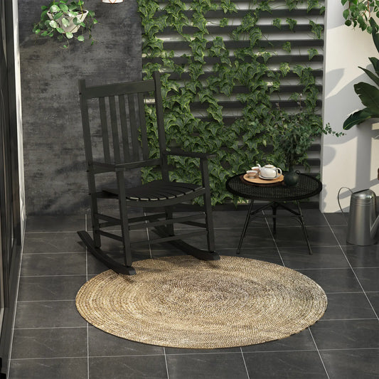 Wooden Porch Rocking Chair, Outdoor Patio Rocker, Black Outdoor Rocking Chairs Black at Gallery Canada