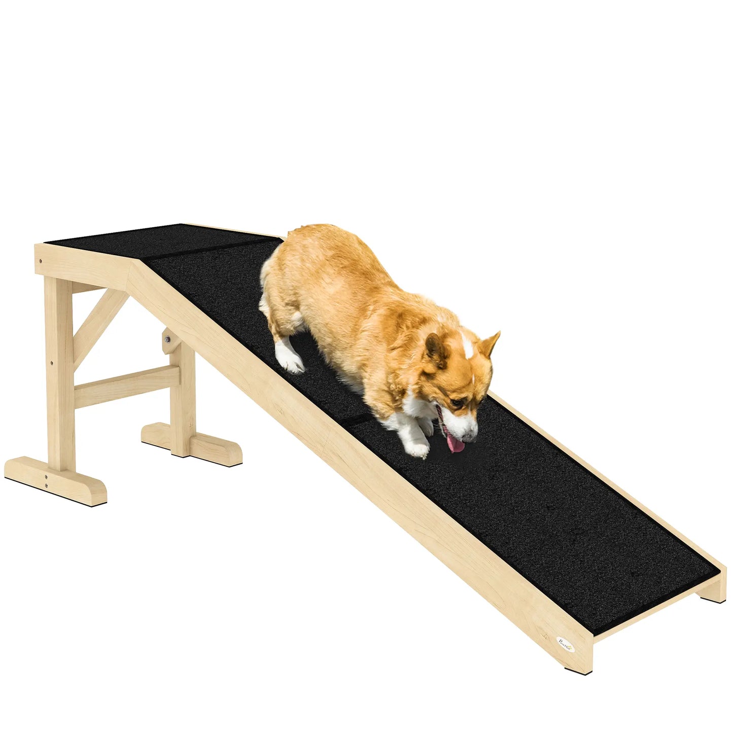 Pet Ramp Bed Steps for Dogs Cats, Non-Slip Carpet Top, 59"L x 16"W x 20"H, Natural Wood Dog Stairs at Gallery Canada