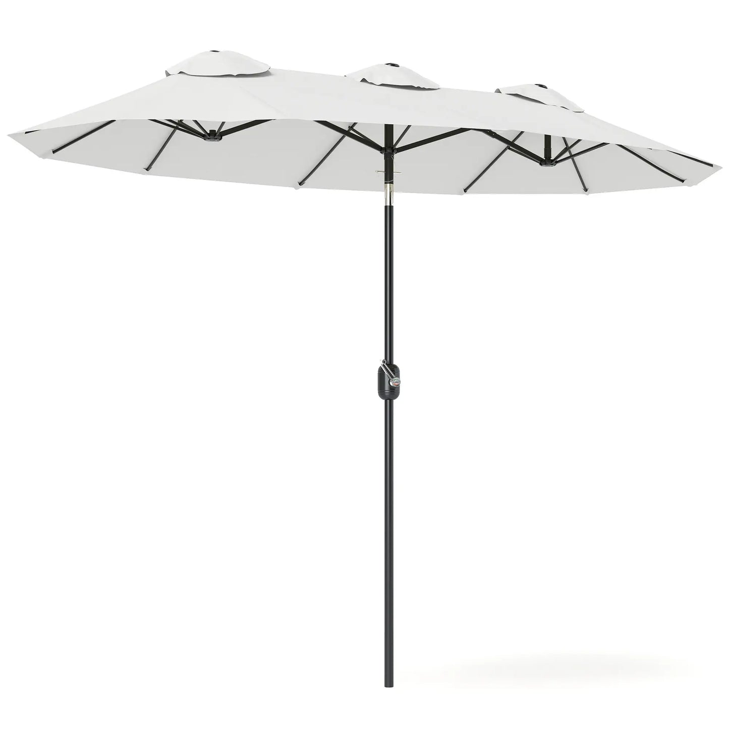 9.7' Double-Sided Patio Umbrella, Tilt Crank Vents, Cream White Sun Umbrellas at Gallery Canada