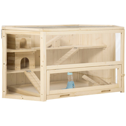 Wooden Large Hamster Cage Mouse Rats Small Animal Exercise Play House 3 Tier with Tray, Seesaws, Water Bottle at Gallery Canada