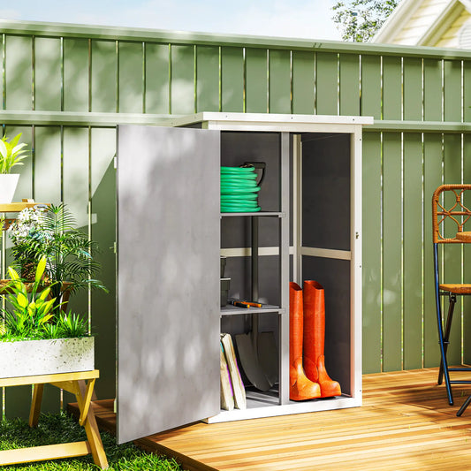 29.9x21.7x45.3 Inch Garden Storage Shed, Asphalt Roof, Shelves, Grey Sheds Grey at Gallery Canada
