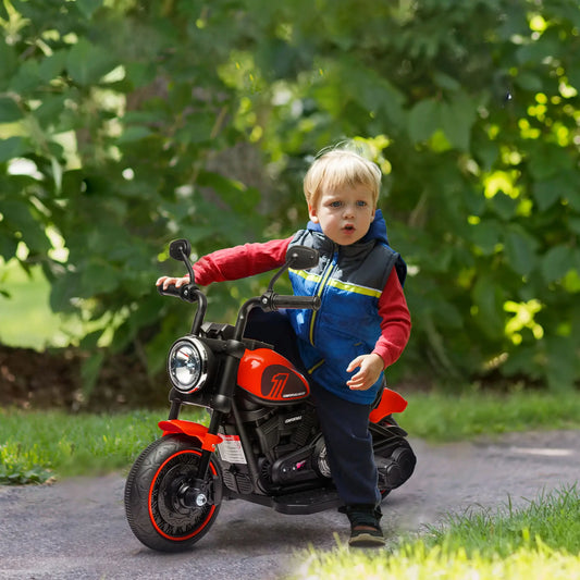 6V Kids Motorcycle with Training Wheels, Foot Pedal, Headlight, Music, Red Electric Motorcycles Red, Black at Gallery Canada