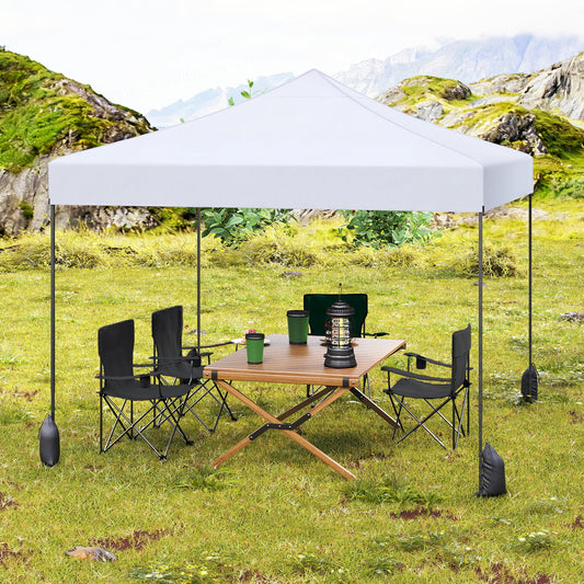 9.5 x 9.5 Feet Pop Up Canopy Tent, Adjustable Height, White Canopies White at Gallery Canada