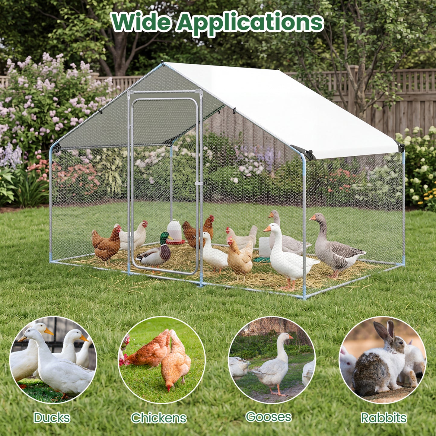 9.8 x 6.7 Feet Large Metal Chicken Coop with Waterproof Cover Chicken Coops at Gallery Canada