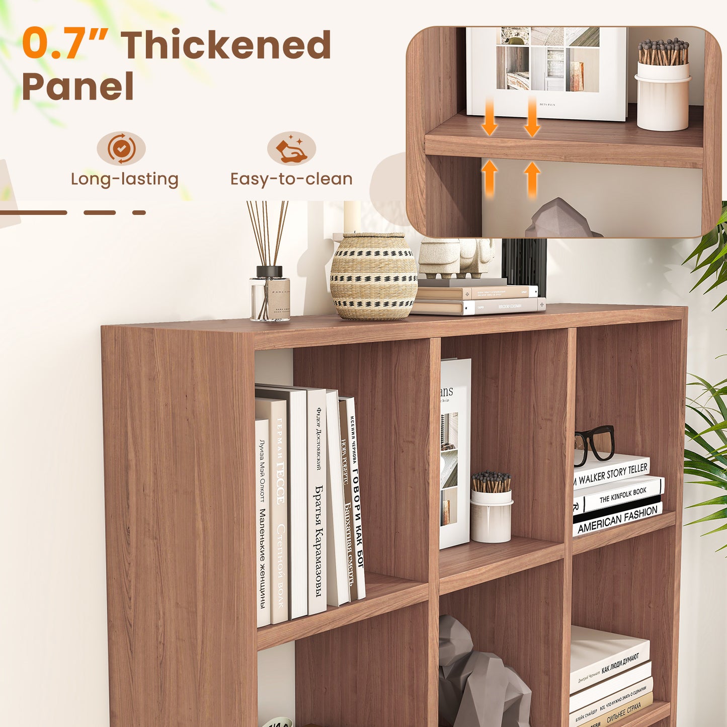 9-Cube Bookcase, 6 Removable Shelves, Brown Bookcases at Gallery Canada