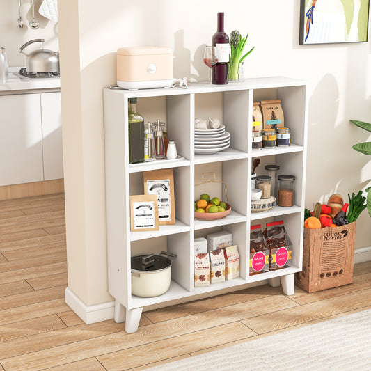 9-Cube Bookcase, 6 Removable Shelves, Raised Support Feet, White Bookcases White at Gallery Canada