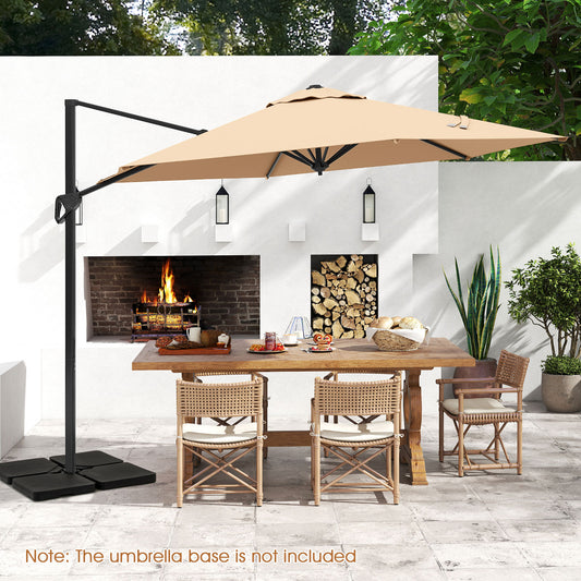 9 FT Cantilever Patio Umbrella, Vented Top, Sun-Protective Canopy, Beige Outdoor Umbrellas Beige at Gallery Canada