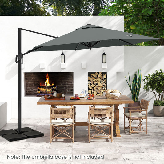 9 FT Cantilever Patio Umbrella, Vented Top, Sun-Protective Canopy, Gray Outdoor Umbrellas Gray at Gallery Canada
