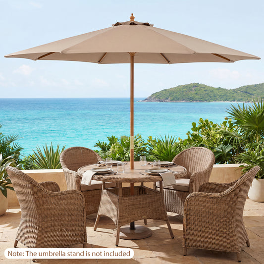 9 Ft Patio Umbrella, Outdoor Market Umbrella With 8 Bamboo Ribs, Brown Outdoor Umbrellas Brown at Gallery Canada