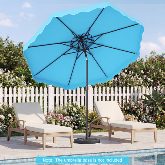 9 FT Solar LED Patio Umbrella, Push-Button Tilt Crank, Turquoise Outdoor Umbrellas Turquoise at Gallery Canada