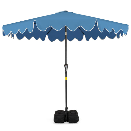 9 Feet Patio Umbrella, Weighted Base, Sandbags, Blue Outdoor Umbrellas Blue at Gallery Canada
