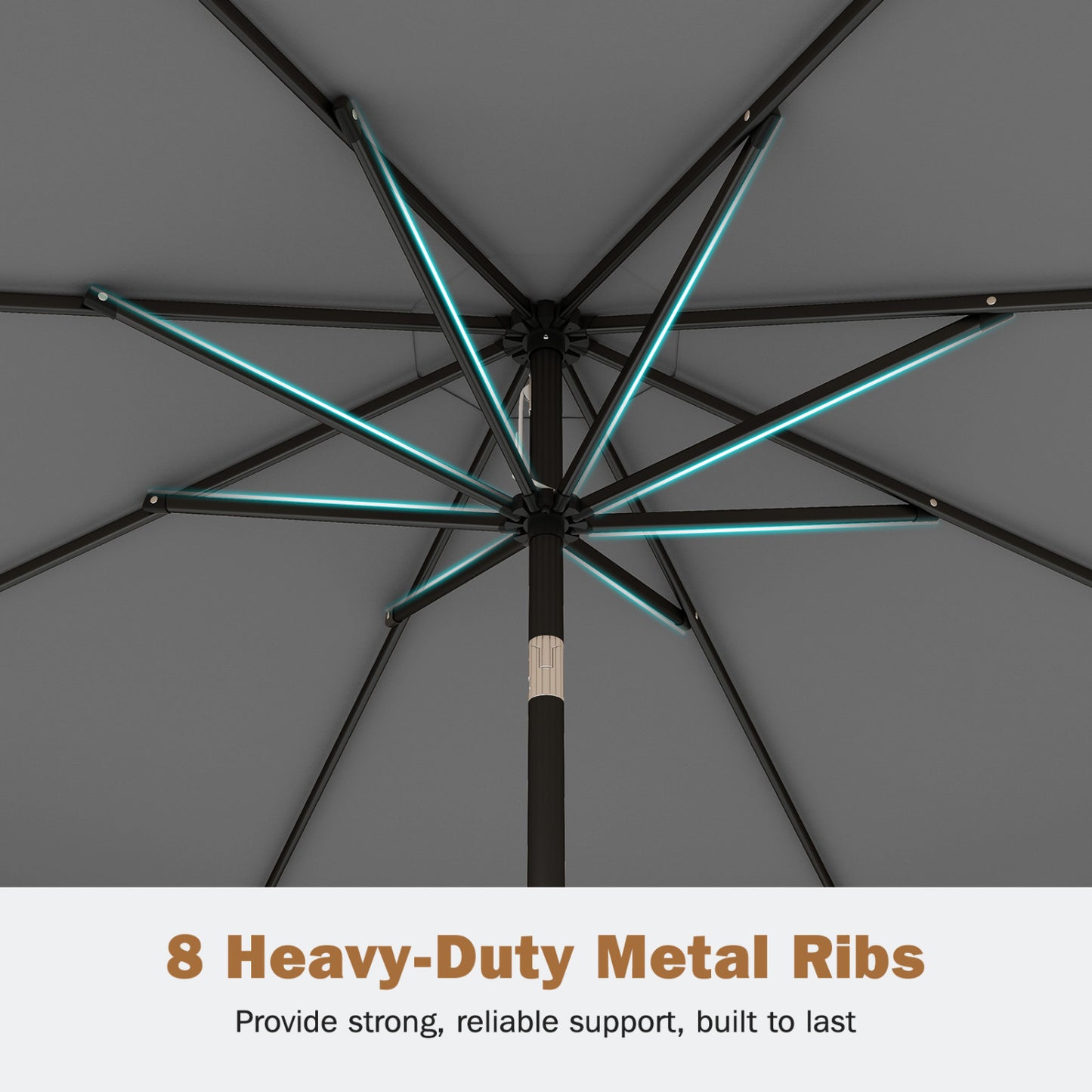 9 Feet Patio Umbrella, Weighted Base, Sandbags, Gray Outdoor Umbrellas at Gallery Canada